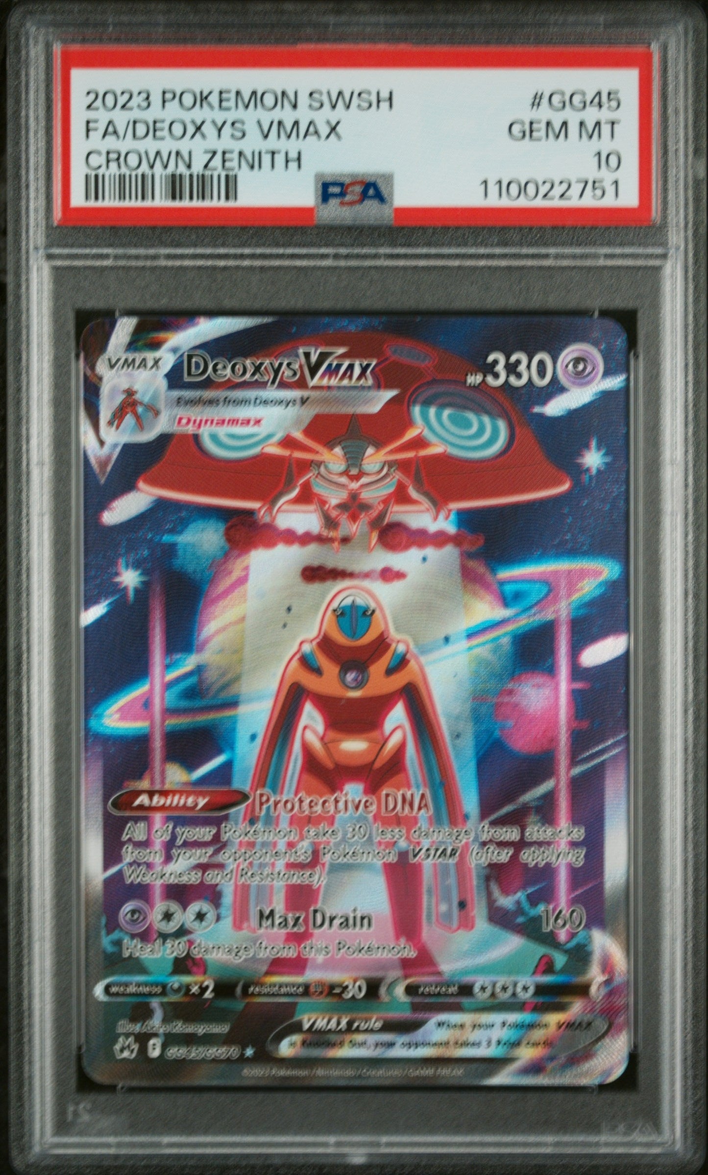 2023 Pokemon Sword and Shield Crown Zenith Galarian Gallery Deoxys Vmax #GG45 PSA 10