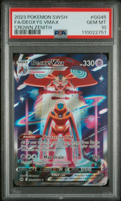 2023 Pokemon Sword and Shield Crown Zenith Galarian Gallery Deoxys Vmax #GG45 PSA 10