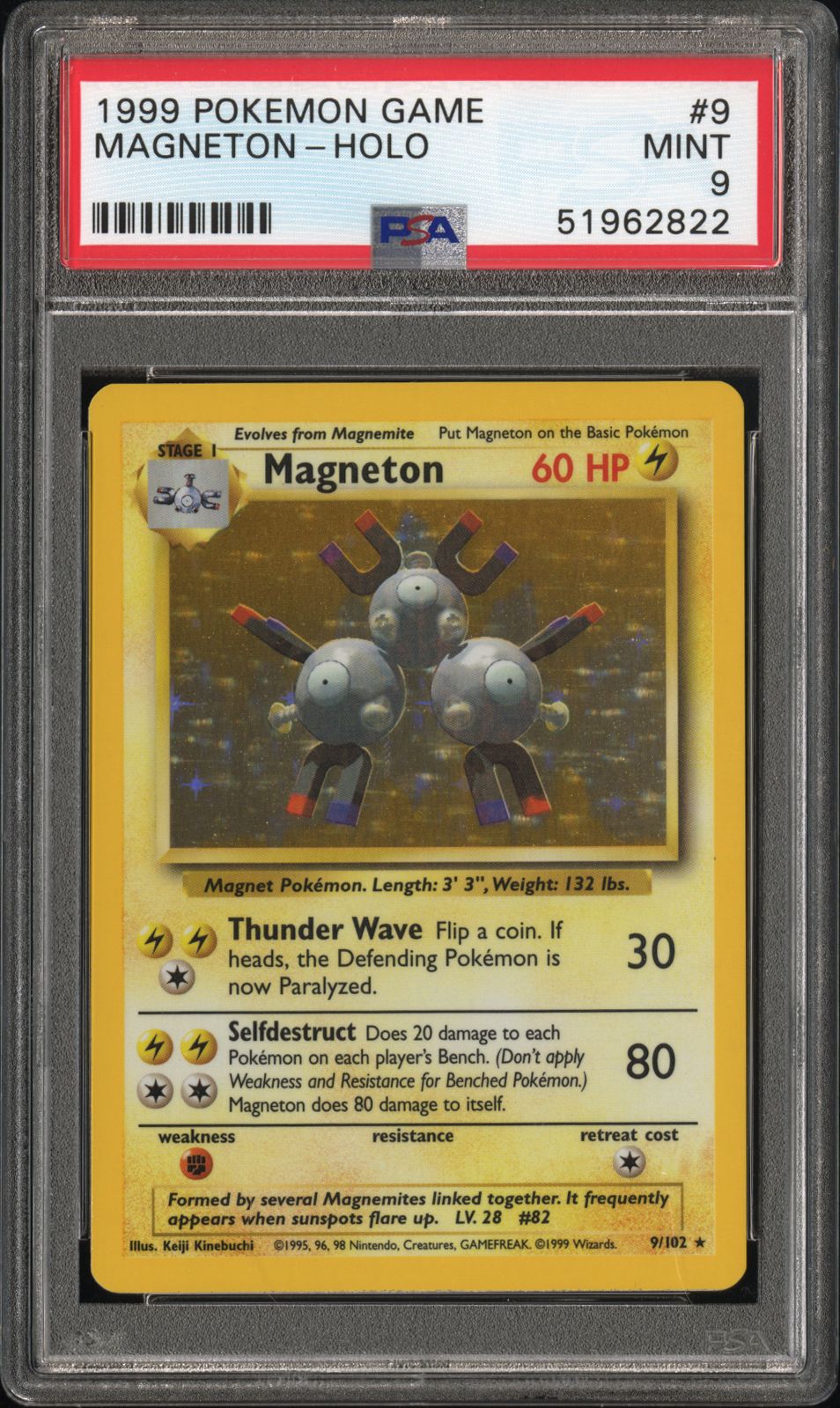 1999 Pokemon Game Holo Magneton #9 PSA 9