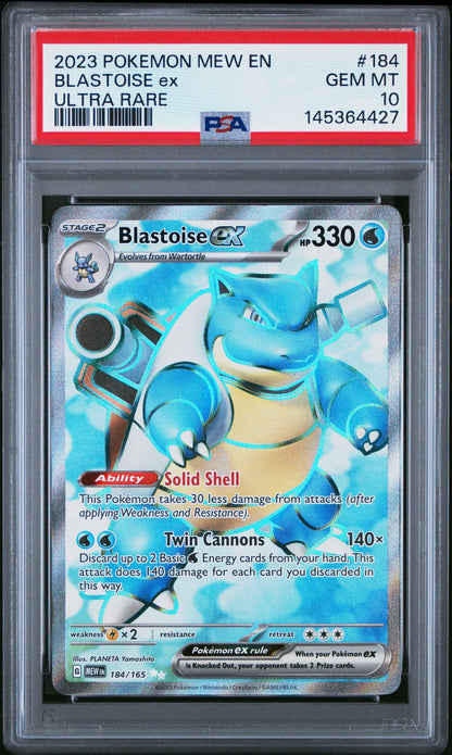 2023 Pokemon Scarlet and Violet 151 Ultra Rare Blastoise Ex #184 PSA 10