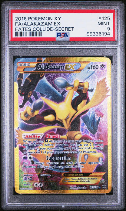 2016 Pokemon XY Fates Collide Secret Rare Alakazam Ex #125 PSA 9