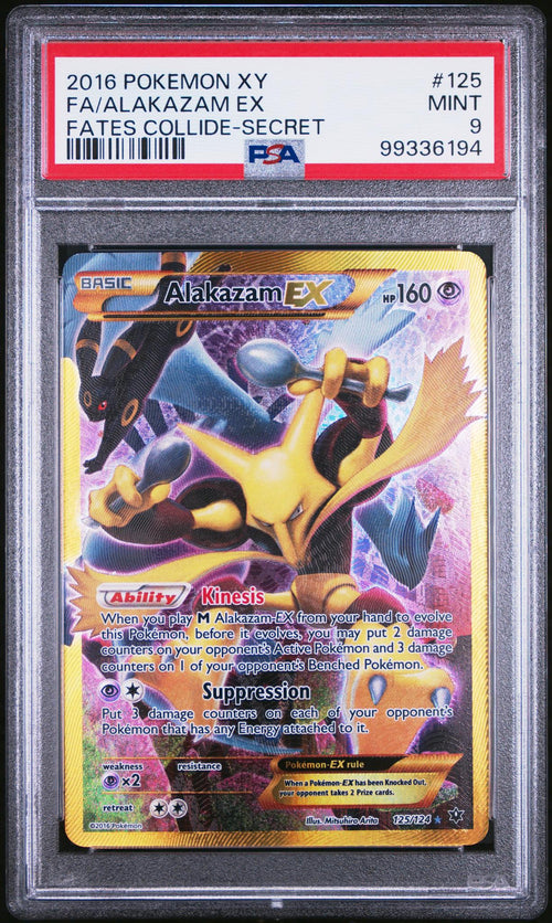 2016 Pokemon XY Fates Collide Secret Rare Alakazam Ex #125 PSA 9