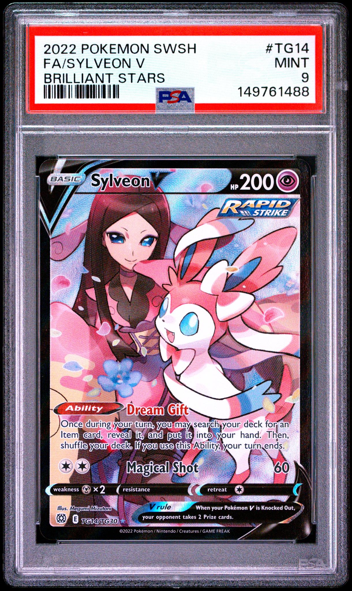 2022 Pokemon Sword and Shield Brilliant Stars Trainer Gallery Sylveon V #TG14 PSA 9