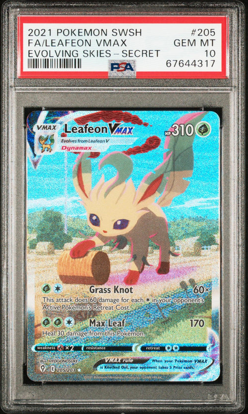2021 Pokemon Sword and Shield Evolving Skies Secret Rare Leafeon Vmax #205 PSA 10