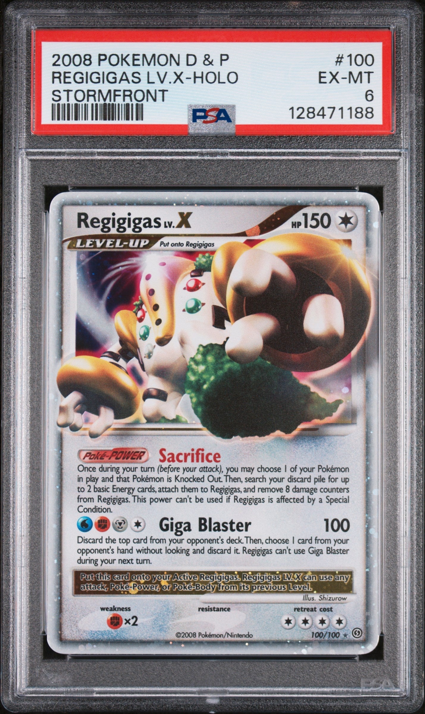 2008 Pokemon Diamond and Pearl Stormfront Holo Regigigas Lv X #100 PSA 6