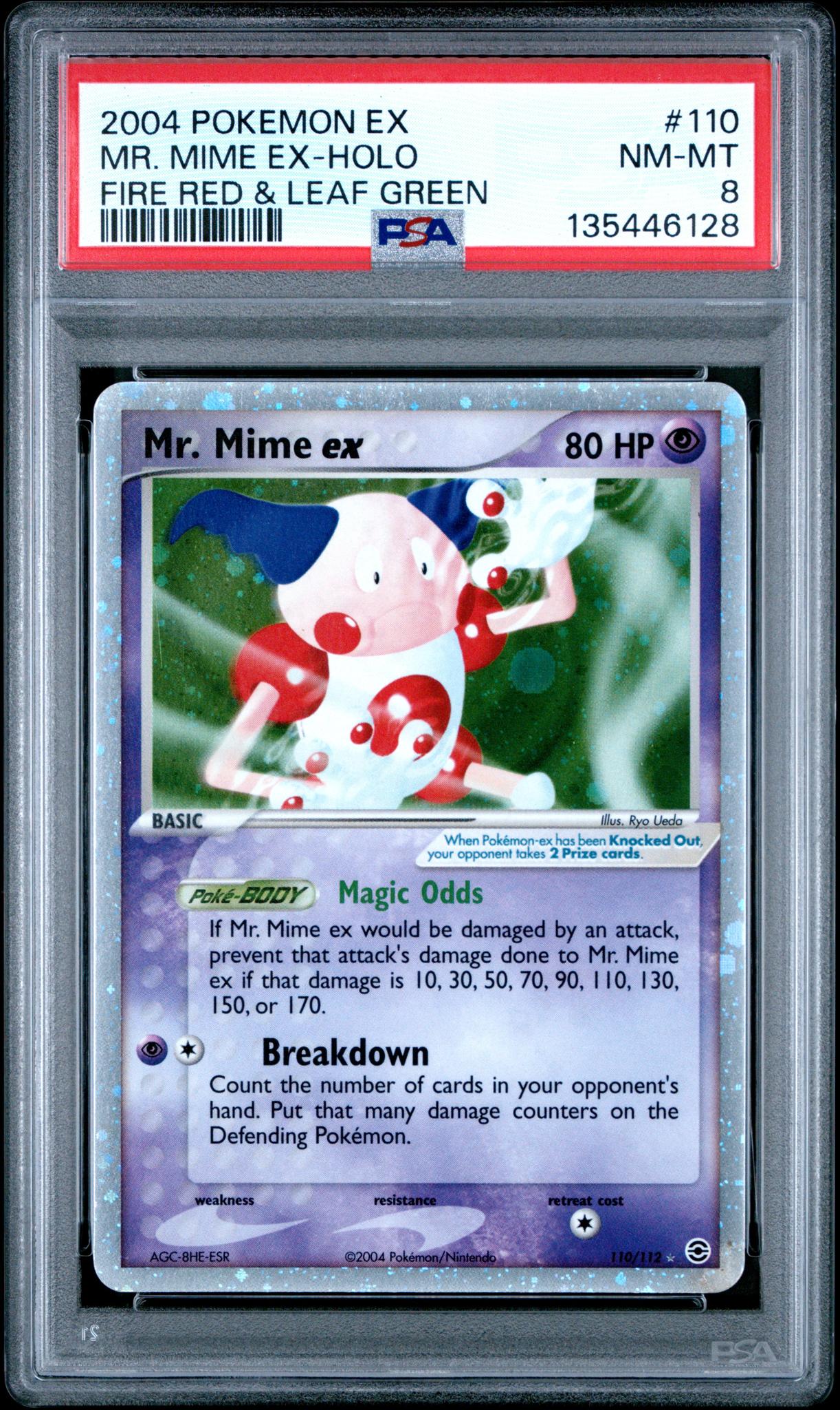 2004 Pokemon Ex Fire Red Leaf Green Holo Mr. Mime Ex #110 PSA 8