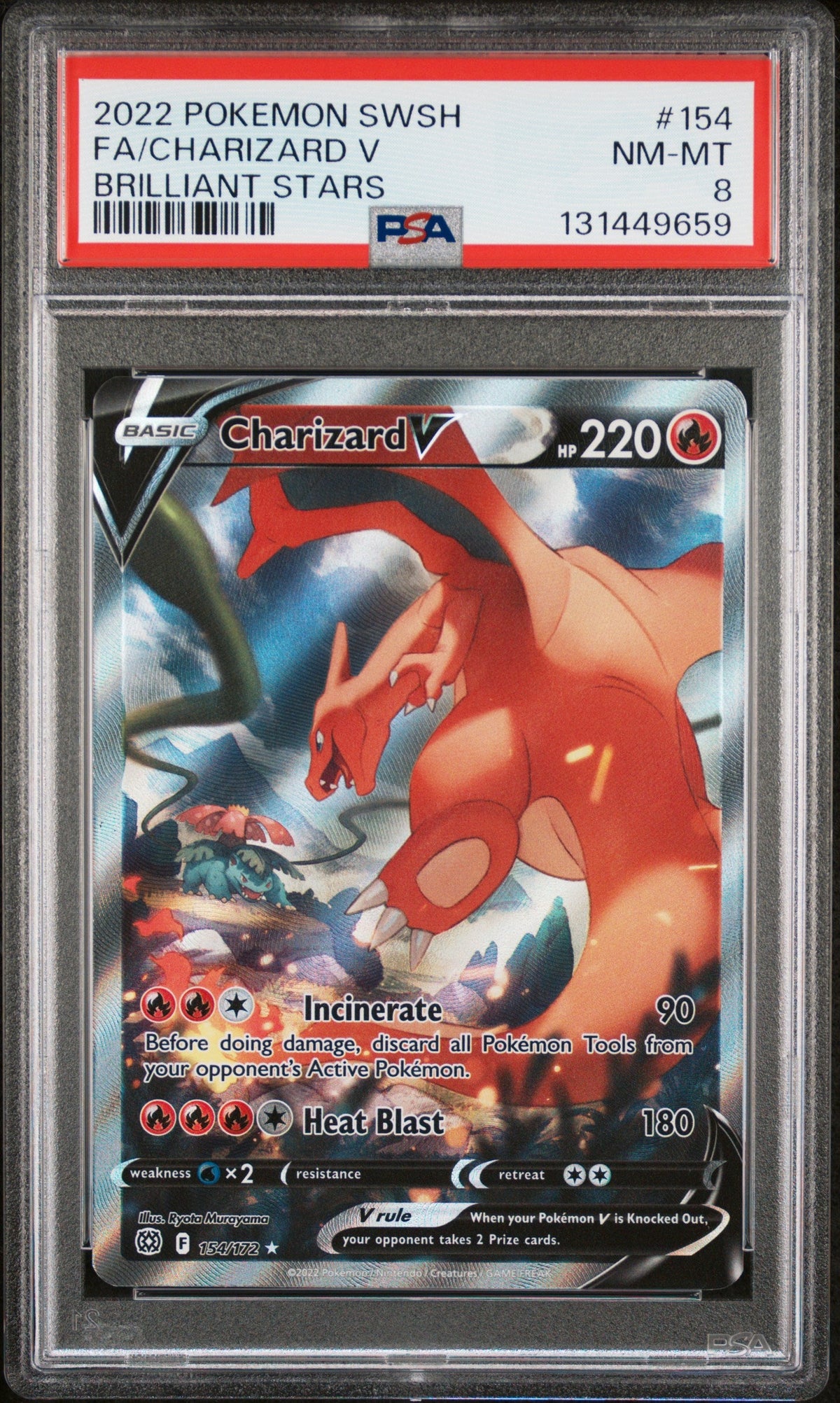 2022 Pokemon Sword and Shield Brilliant Stars Charizard V #154 PSA 8