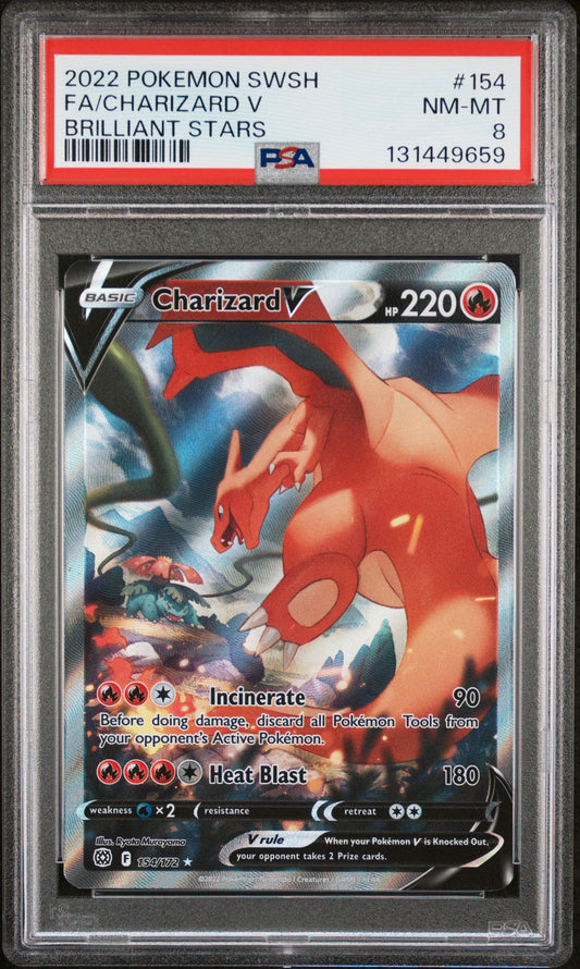 2022 Pokemon Sword and Shield Brilliant Stars Charizard V #154 PSA 8