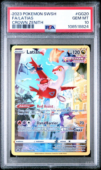 2023 Pokemon Sword and Shield Crown Zenith Galarian Gallery Latias #GG20 PSA 10