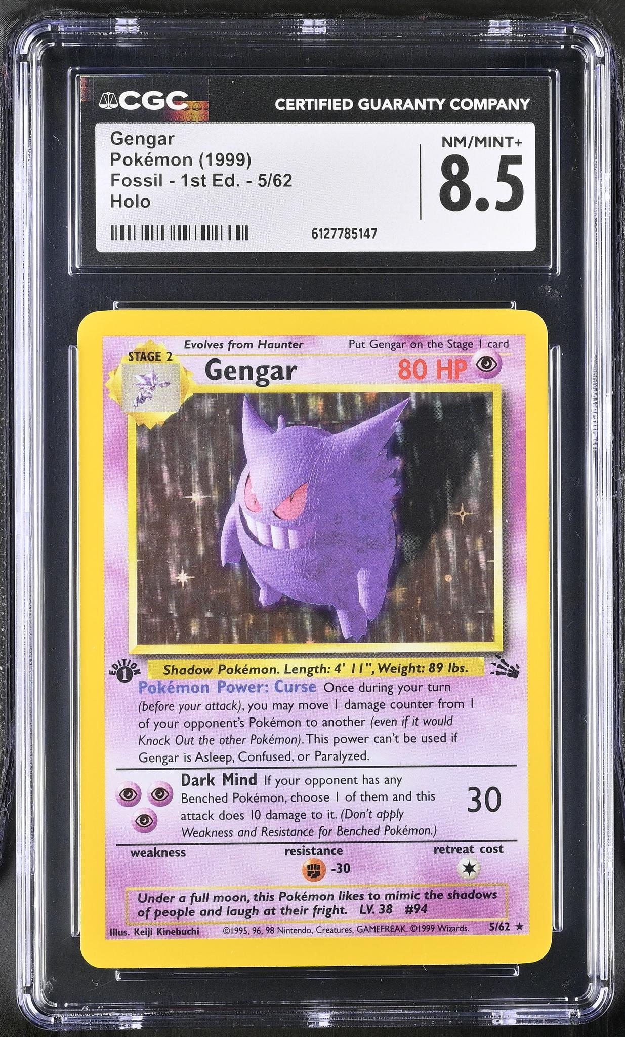 1999 Pokemon #5/62 Gengar Fossil CGC 8.5