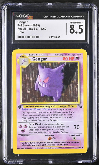 1999 Pokemon #5/62 Gengar Fossil CGC 8.5