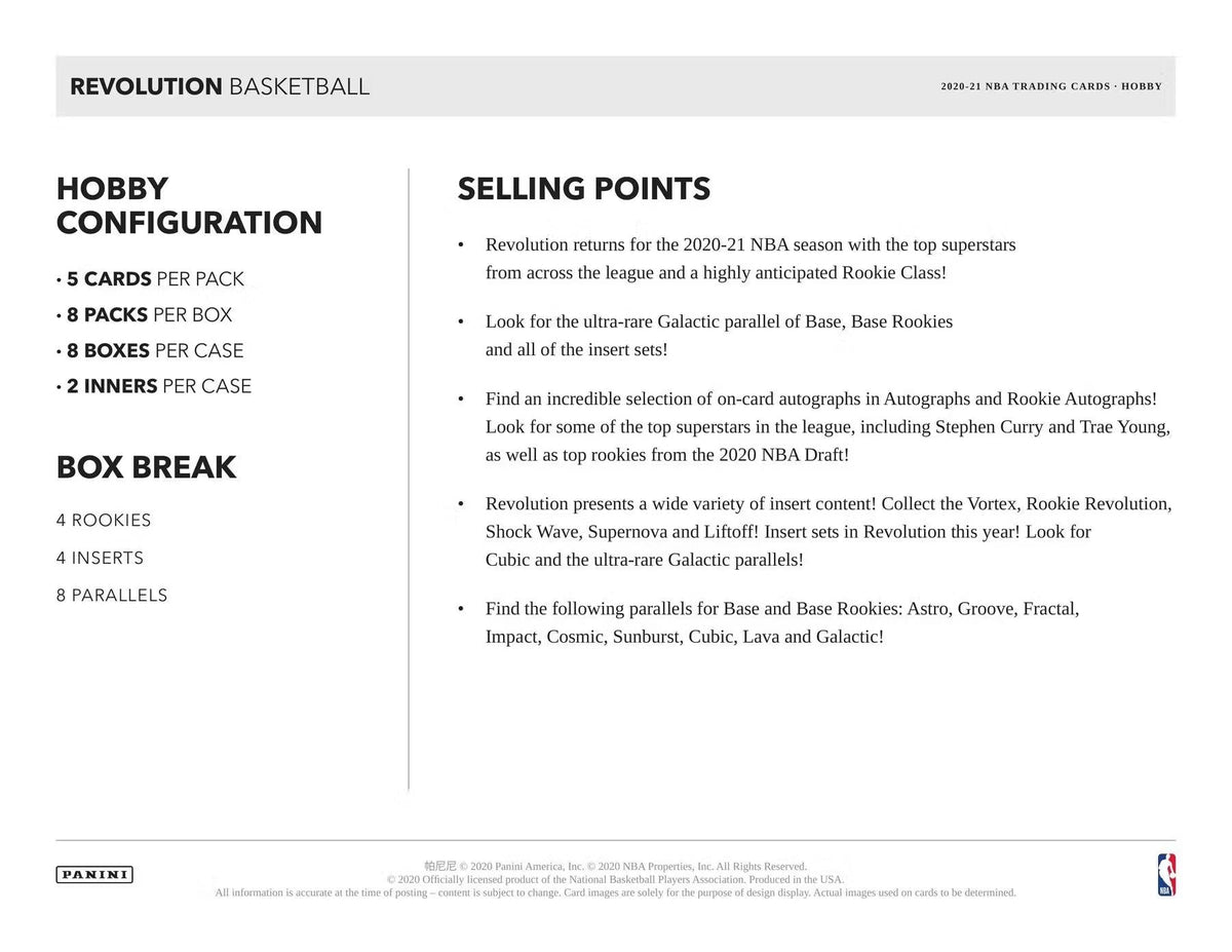 2020-21 Panini Revolution Basketball Hobby Box