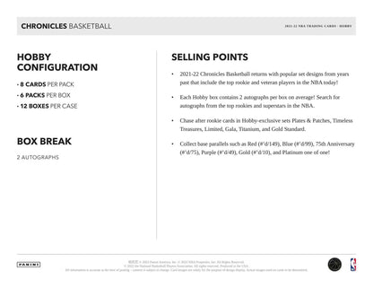 2021-22 Panini Chronicles Basketball Hobby Box