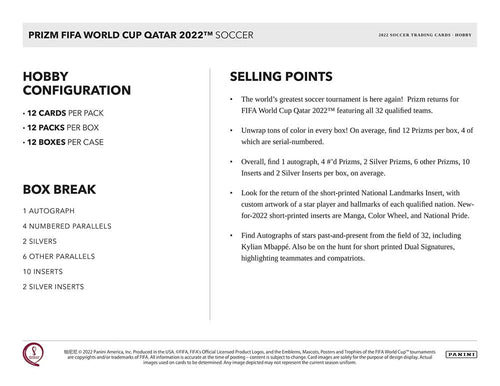 2022 Panini Prizm World Cup Soccer Hobby Box