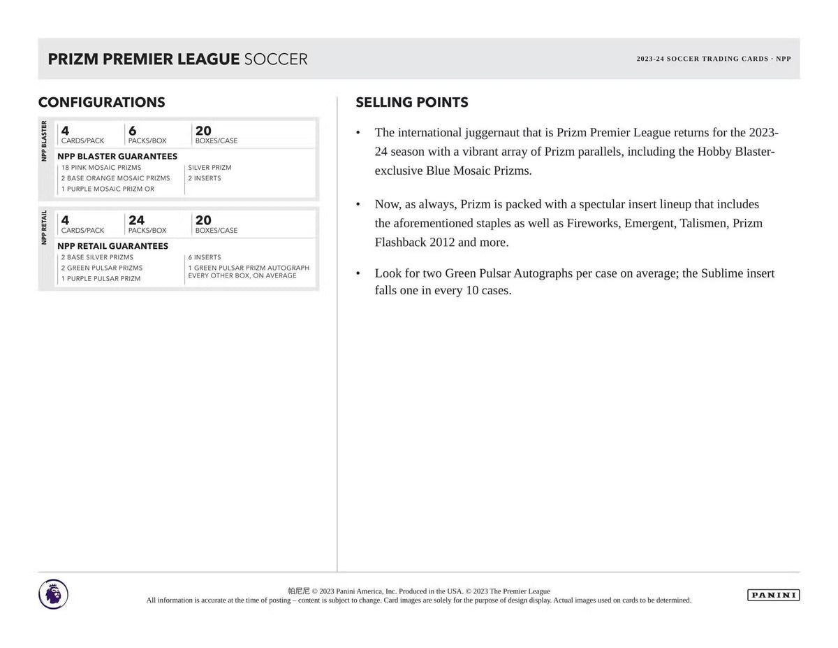 2023-24 Panini Prizm Premier League Soccer Retail Box