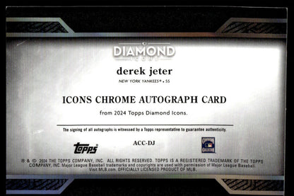 2024 Topps Diamond Icons ACC-DJ Derek Jeter Icons Chrome Autograph Card /15 New York Yankees