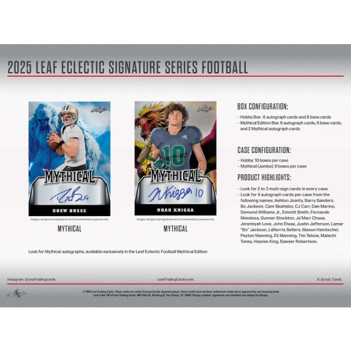 2025 Leaf Eclectic Signature Series Football Hobby Box