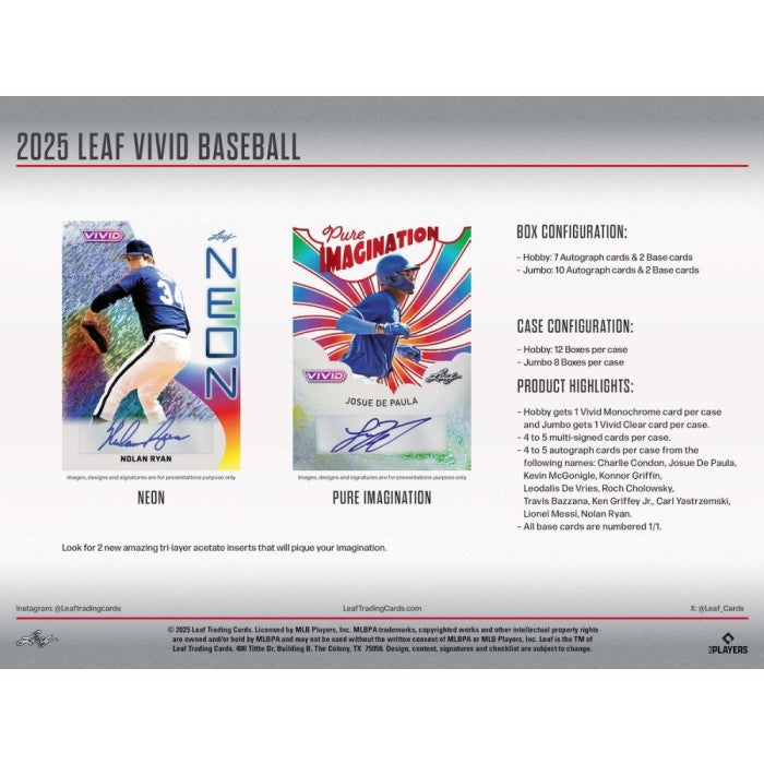 2025 Leaf Vivid Baseball Hobby Box
