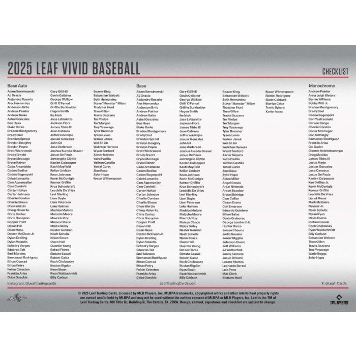 2025 Leaf Vivid Baseball Hobby Box