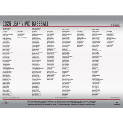 2025 Leaf Vivid Baseball Hobby Box