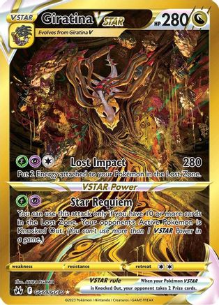 Giratina VSTAR (Secret) GG69/GG70  - Holofoil Crown Zenith Galarian Gallery - Secret Rare