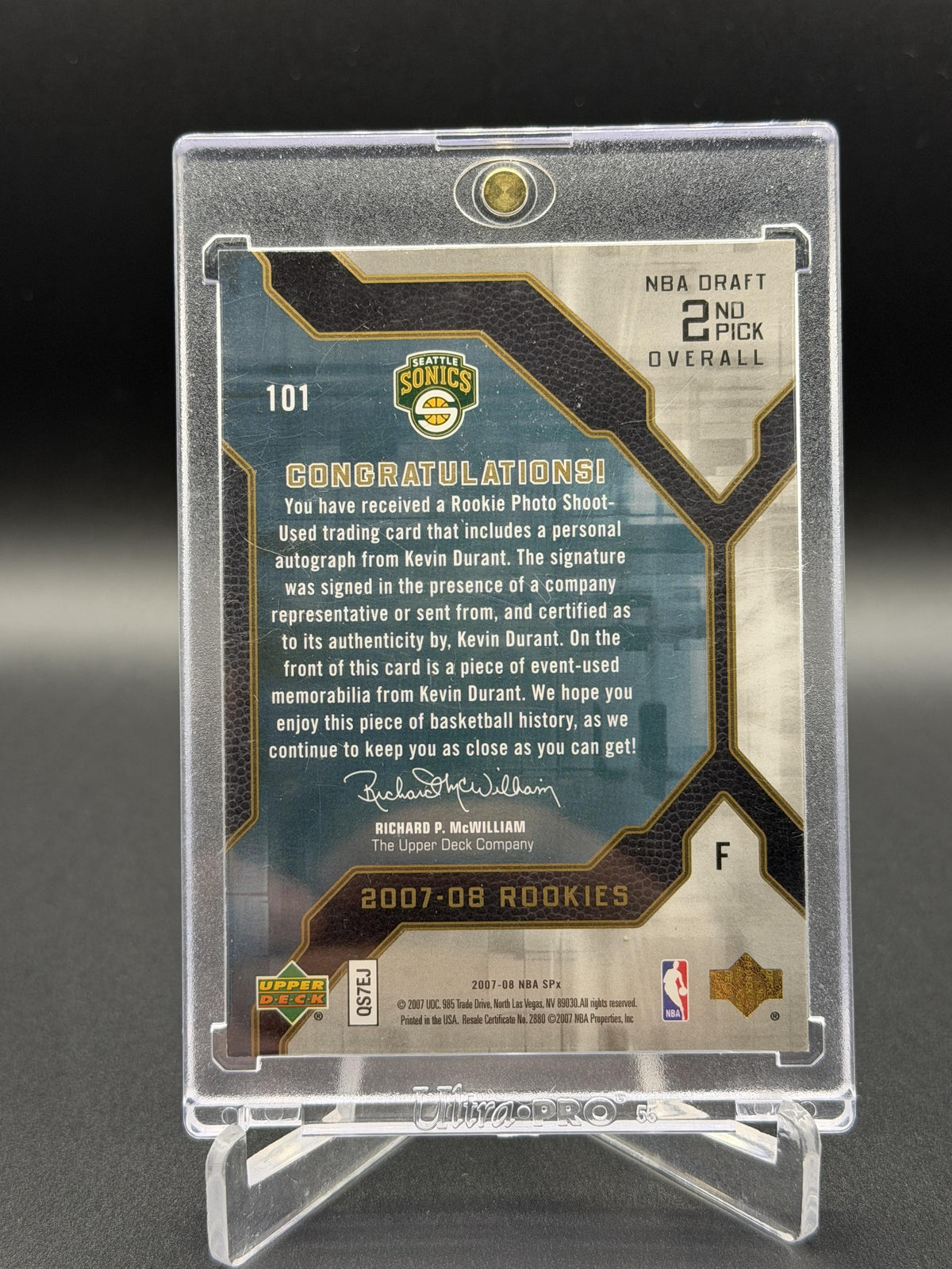 2007-08 Upper Deck SPX Kevin Durant Rookies Patch Auto /299