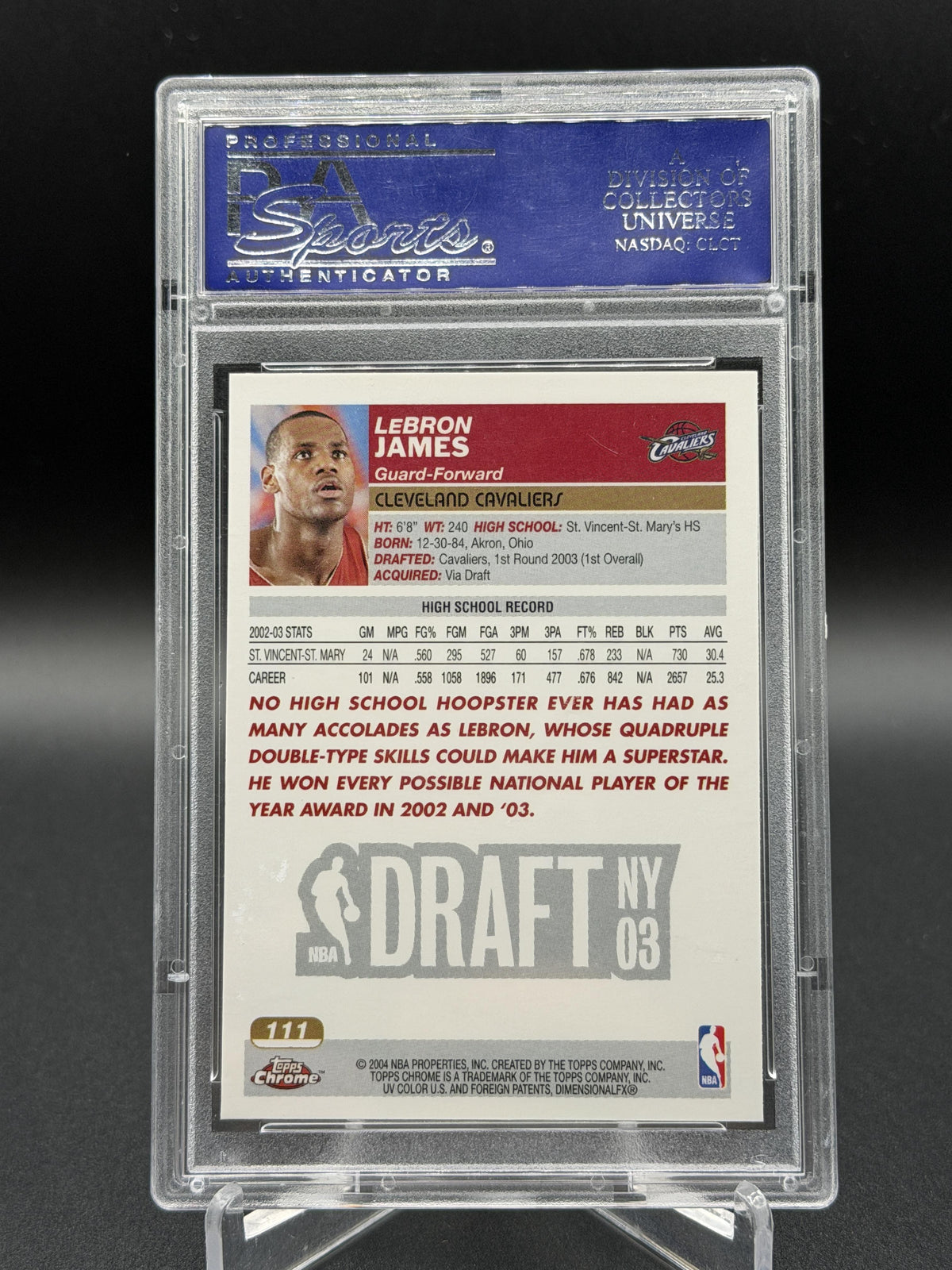2003-04 Topps Chrome #111 Lebron James Rookie RC PSA 10