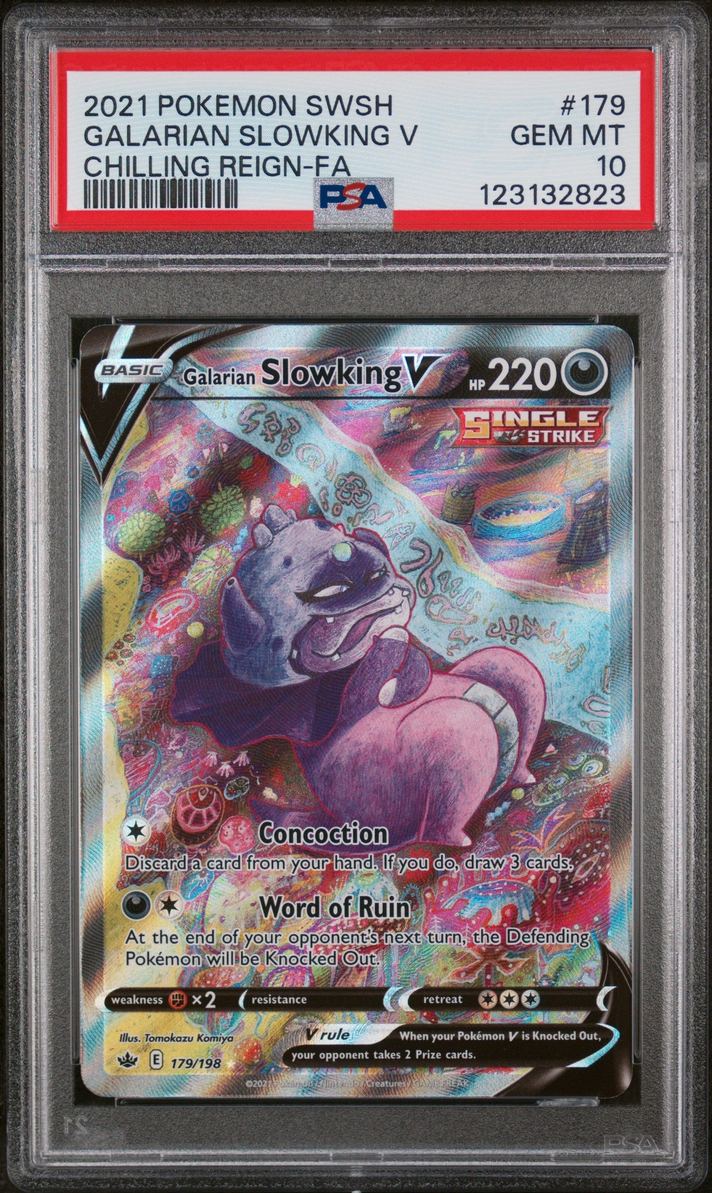 2021 Pokemon SWSH Chilling Reign #179 Galarian Slowking V Full Art PSA 10