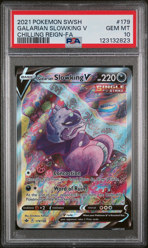 2021 Pokemon SWSH Chilling Reign #179 Galarian Slowking V Full Art PSA 10