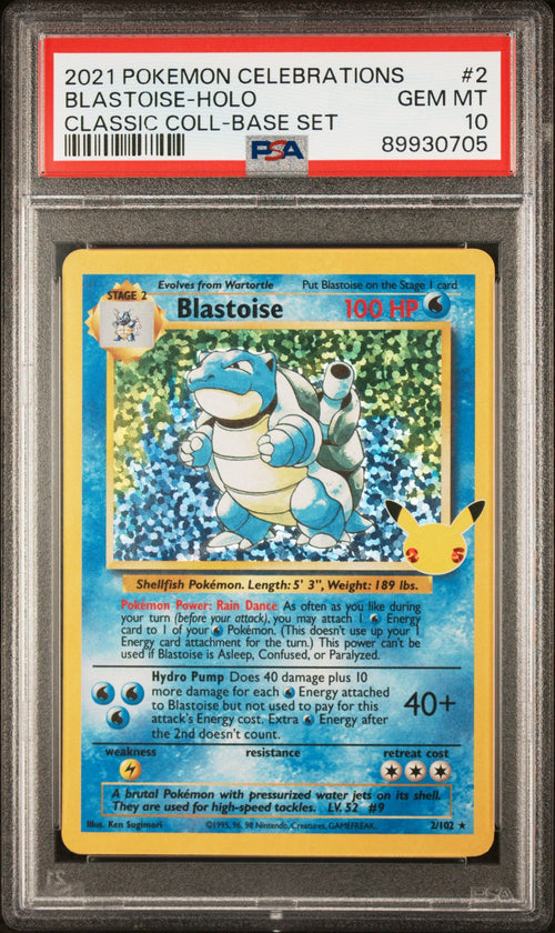 2021 Pokemon Celebrations Classic Collection #2 Blastoise Holo Base Set PSA 10