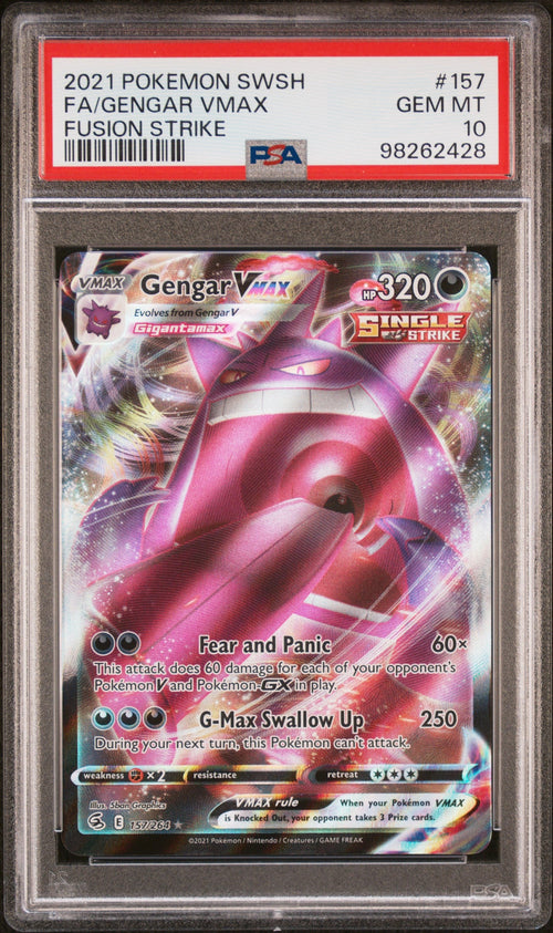 2021 Pokemon Sword & Shield Fusion Strike #157 Full Art Gengar Vmax PSA 10