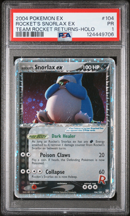 2004 Pokemon Ex Team Rocket Returns #104 Rocket'S Snorlax Ex Holo PSA 1