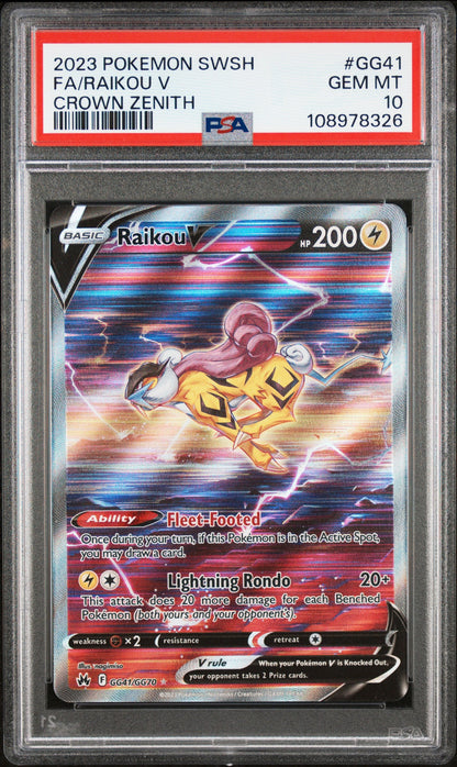 2023 Pokemon Sword And Shield Crown Zenith #GG41 Fa/Raikou V Crown Zenith PSA 10