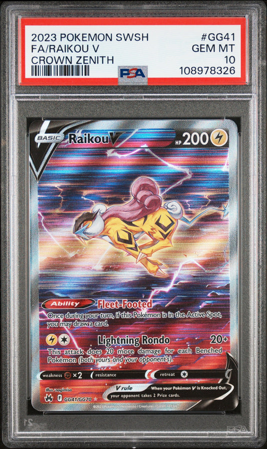 2023 Pokemon Sword And Shield Crown Zenith #GG41 Fa/Raikou V Crown Zenith PSA 10