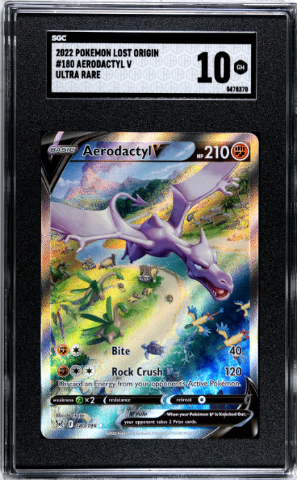 2022 Pokemon Lost Origin #180 Aerodactyl V Ultra Rare SGC 10