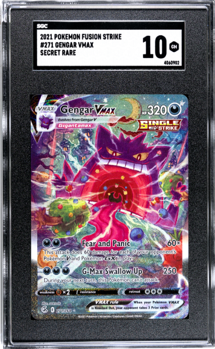2021 Pokemon Fusion Strike #271 Gengar Vmax Secret Rare SGC 10