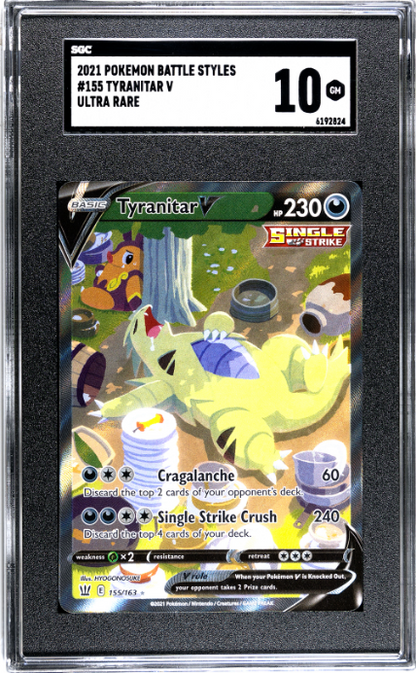 2021 Pokemon Battle Styles #155 Tyranitar V Ultra Rare SGC 10
