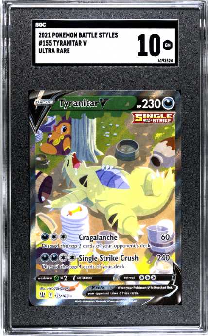 2021 Pokemon Battle Styles #155 Tyranitar V Ultra Rare SGC 10
