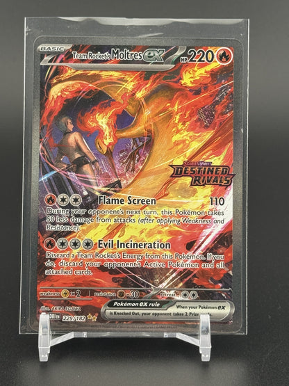 Pokemon Destined Rivals #229/182 Team Rocket's Moltres ex Stamped