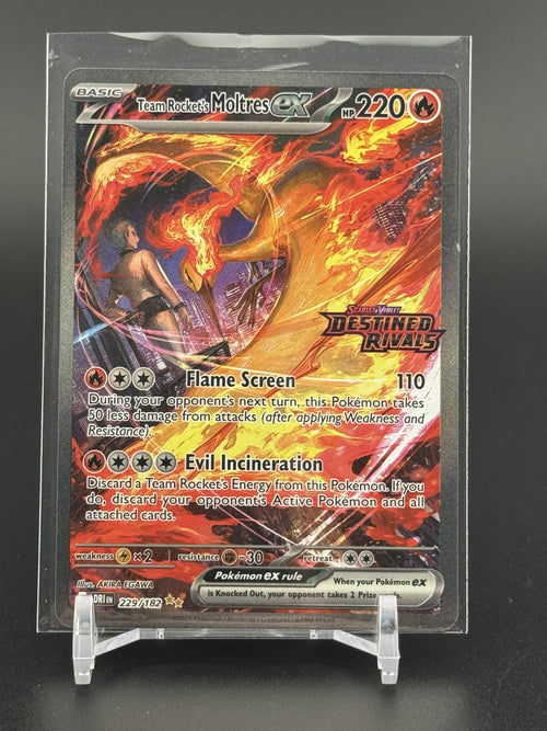 Pokemon Destined Rivals #229/182 Team Rocket's Moltres ex Stamped