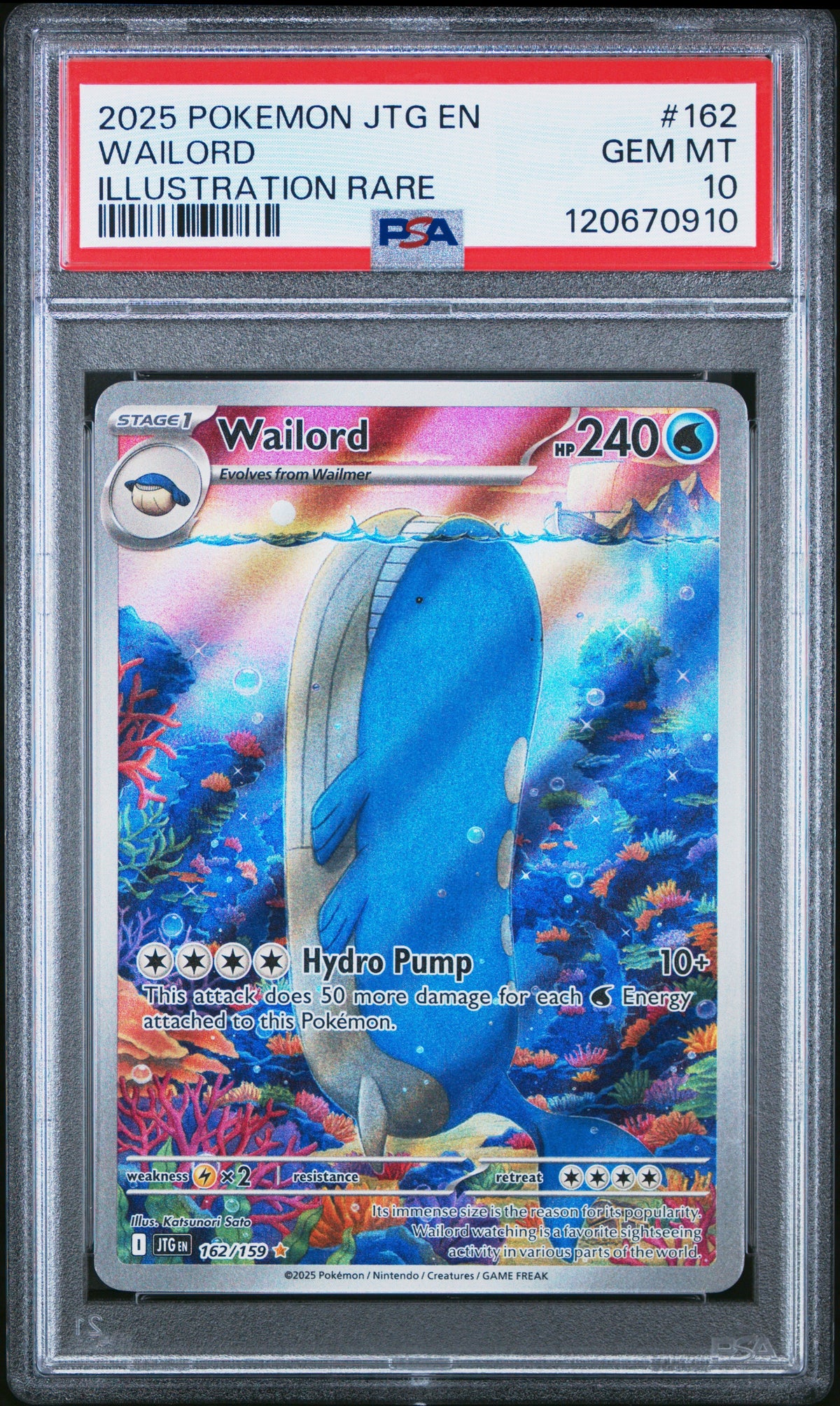 Pokemon SV09: Journey Together #162/159 Wailord Illustration Rare PSA 10