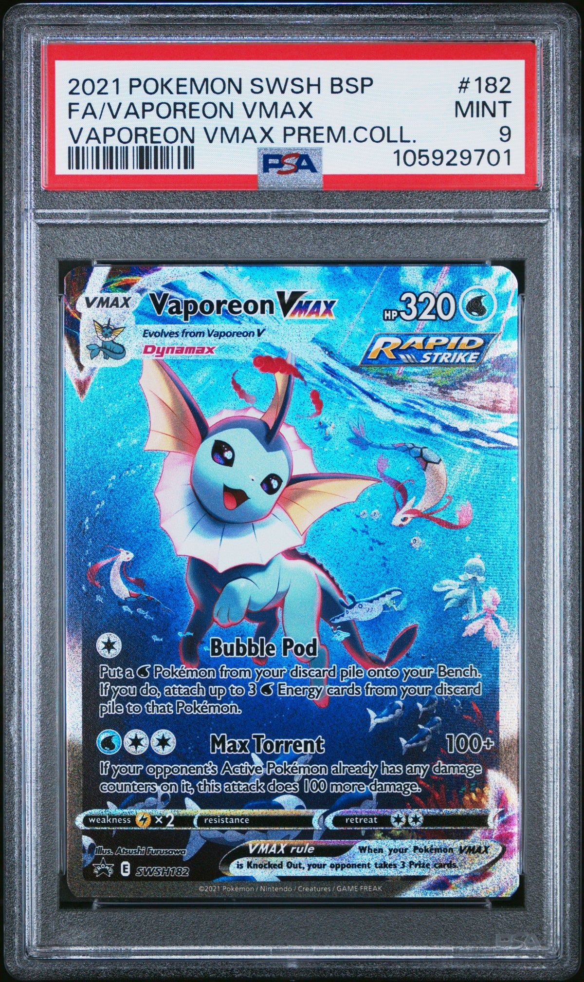 Pokemon SWSH: Sword & Shield Promo #SWSH182 Vaporeon VMAX PSA 9