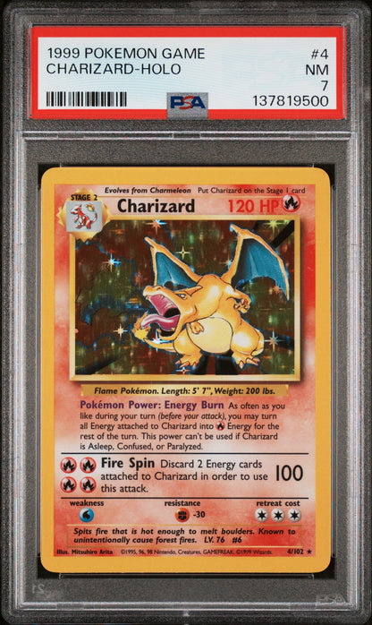 Pokemon Game Base Set #4 Charizard Holo PSA 7