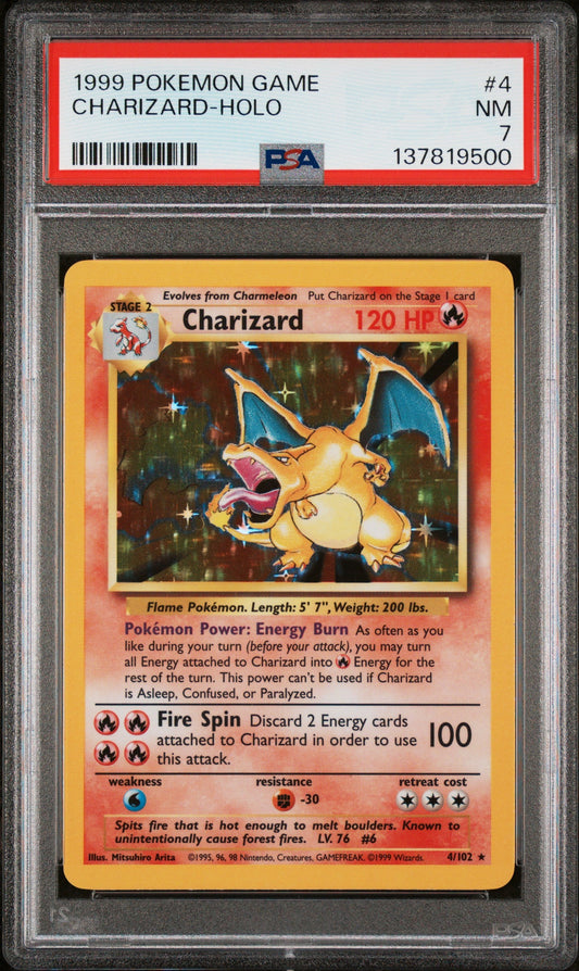 Pokemon Game Base Set #4 Charizard Holo PSA 7