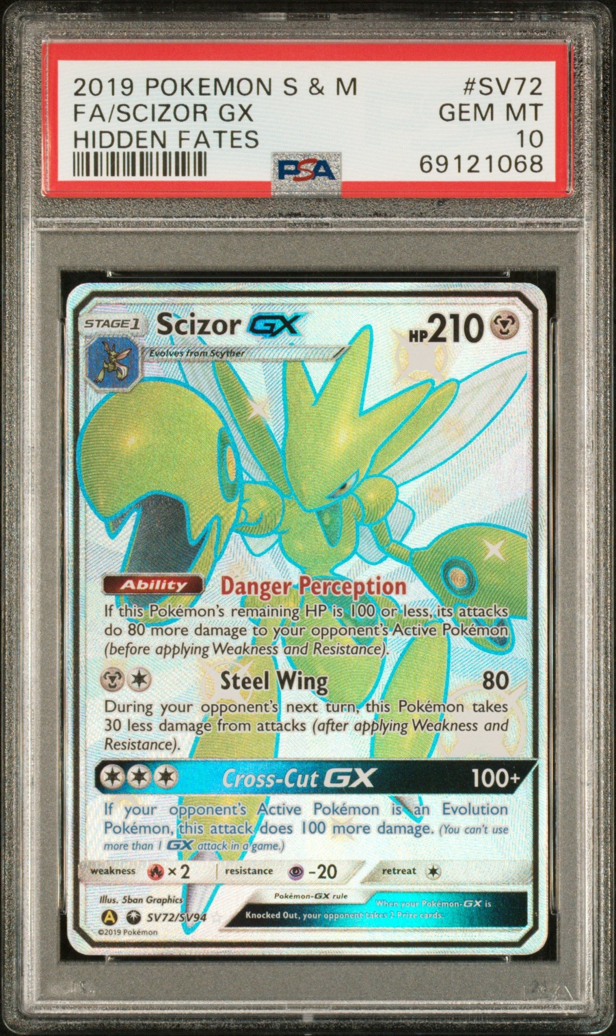 Pokemon Hidden Fates: Shiny Vault #SV72/SV94 Scizor GX PSA 10