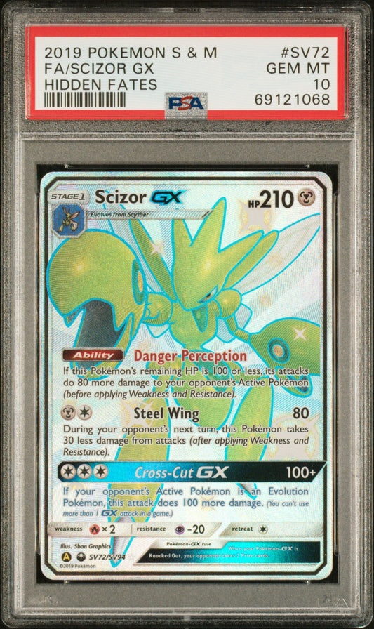 Pokemon Hidden Fates: Shiny Vault #SV72/SV94 Scizor GX PSA 10
