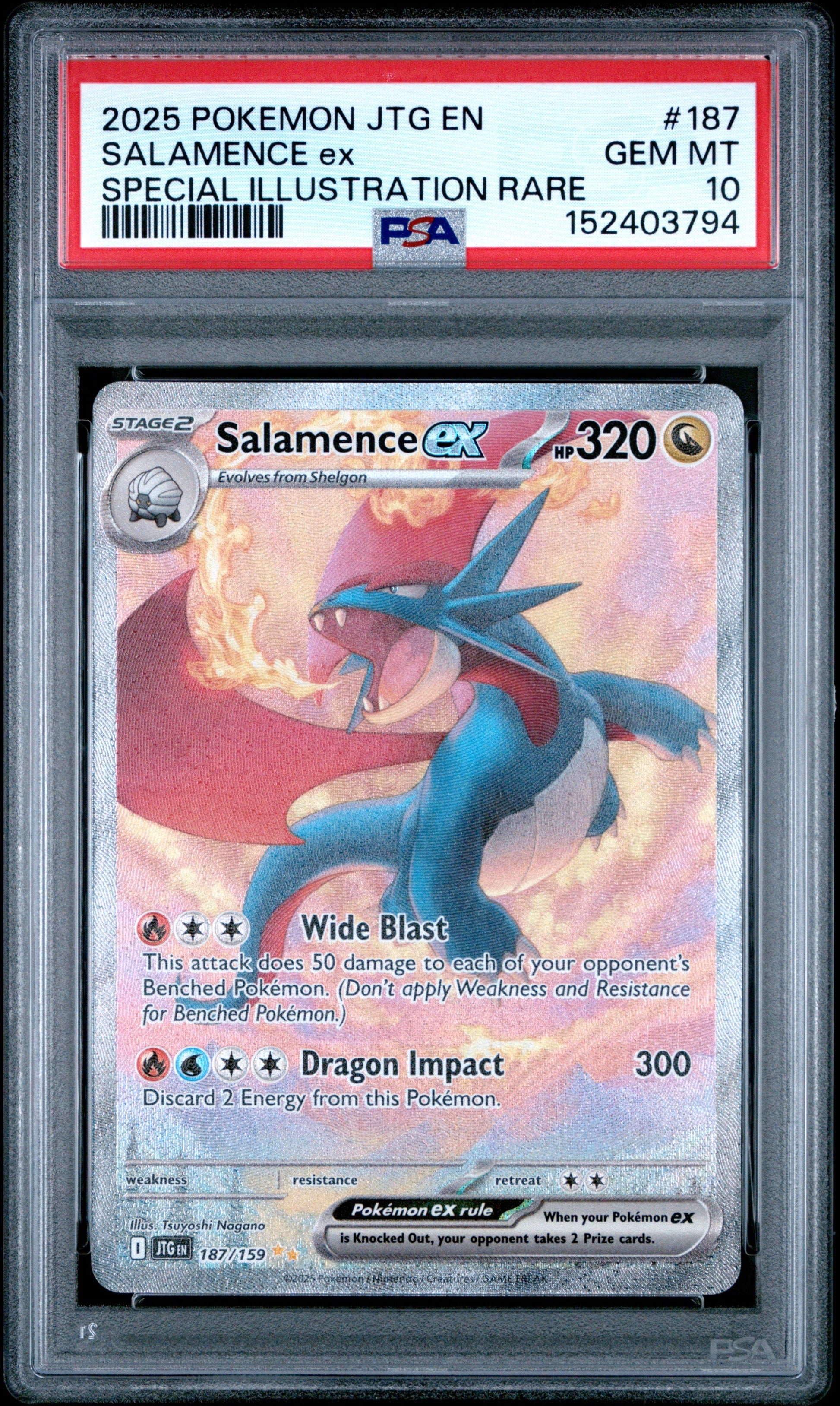 2025 Pokemon JTG Journey Together #187/159 Salamence ex SIR PSA 10