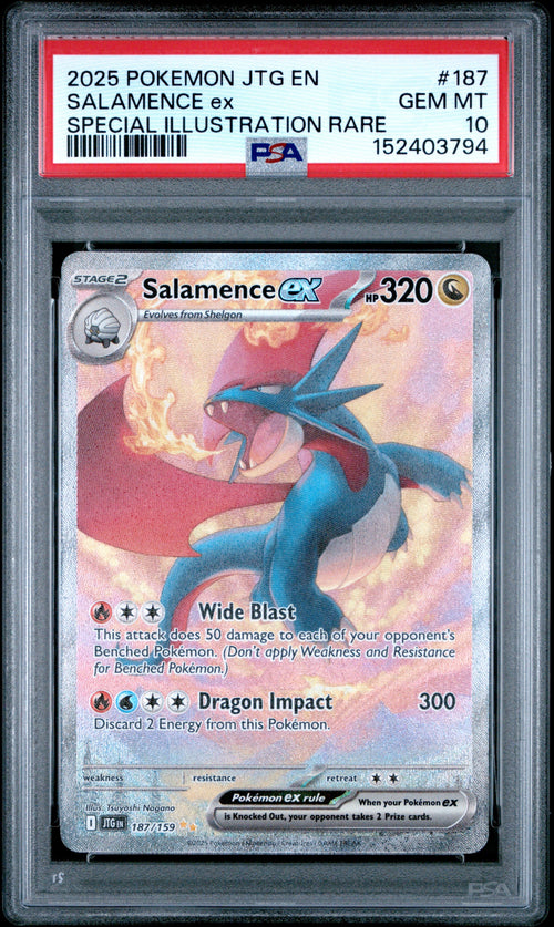 2025 Pokemon JTG Journey Together #187/159 Salamence ex SIR PSA 10