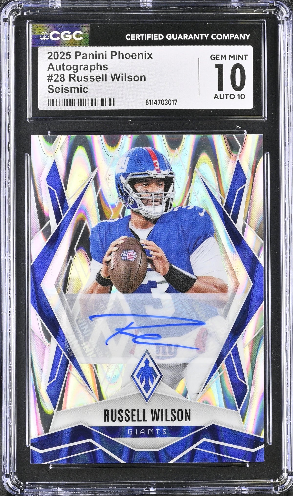 Russell Wilson 2025 Panini Phoenix Seismic Auto SP 2/10 CGC 10