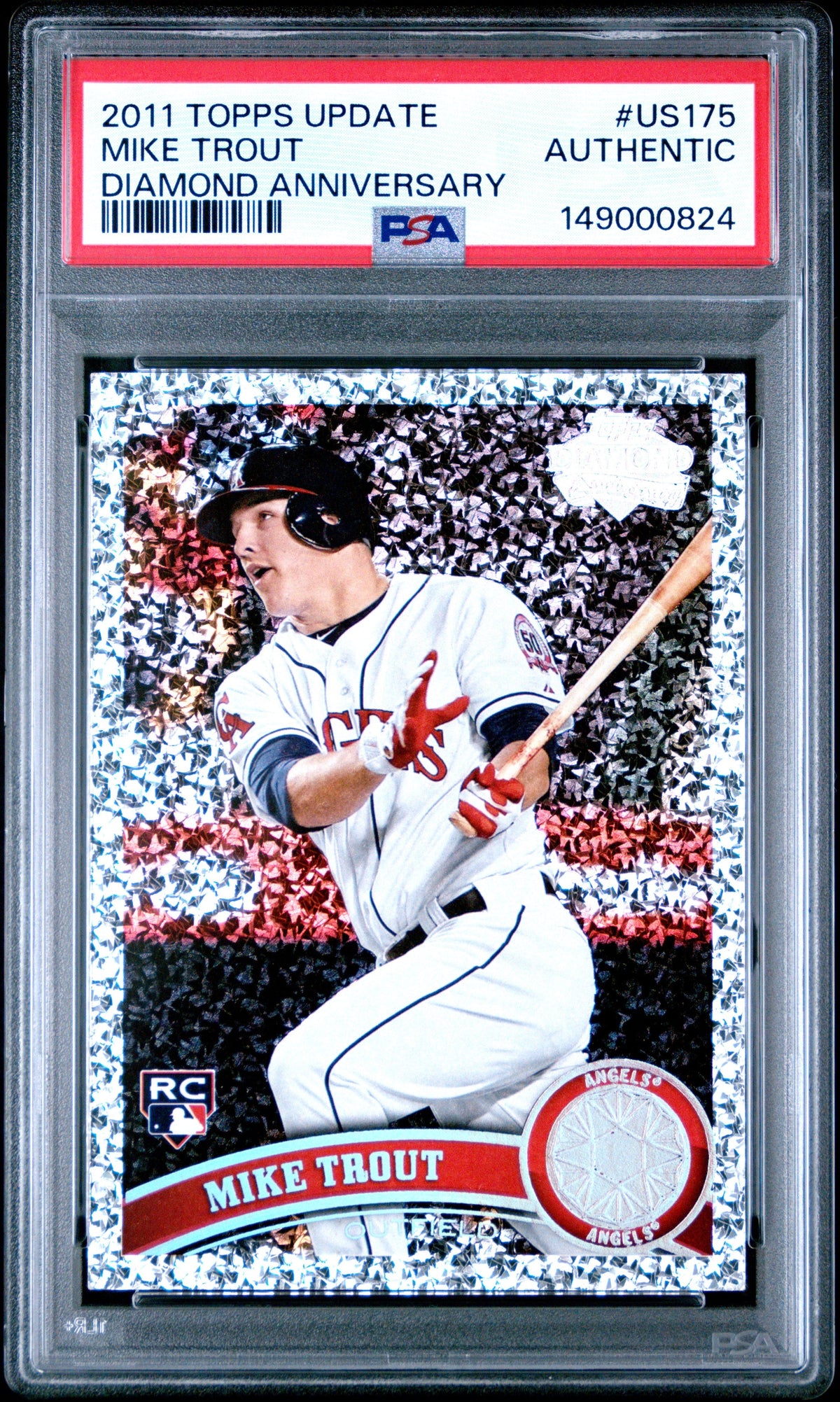 2011 Topps Update #US175 Mike Trout Rookie RC Diamond Anniversary PSA Authentic